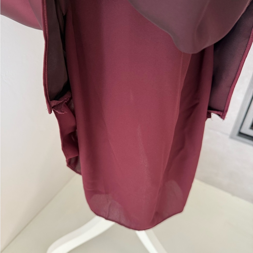 NWT Ralph Lauren Woman Satin Burgundy Sleeveless Rouced Coctail Dress Size 10 - Picture 6 of 7